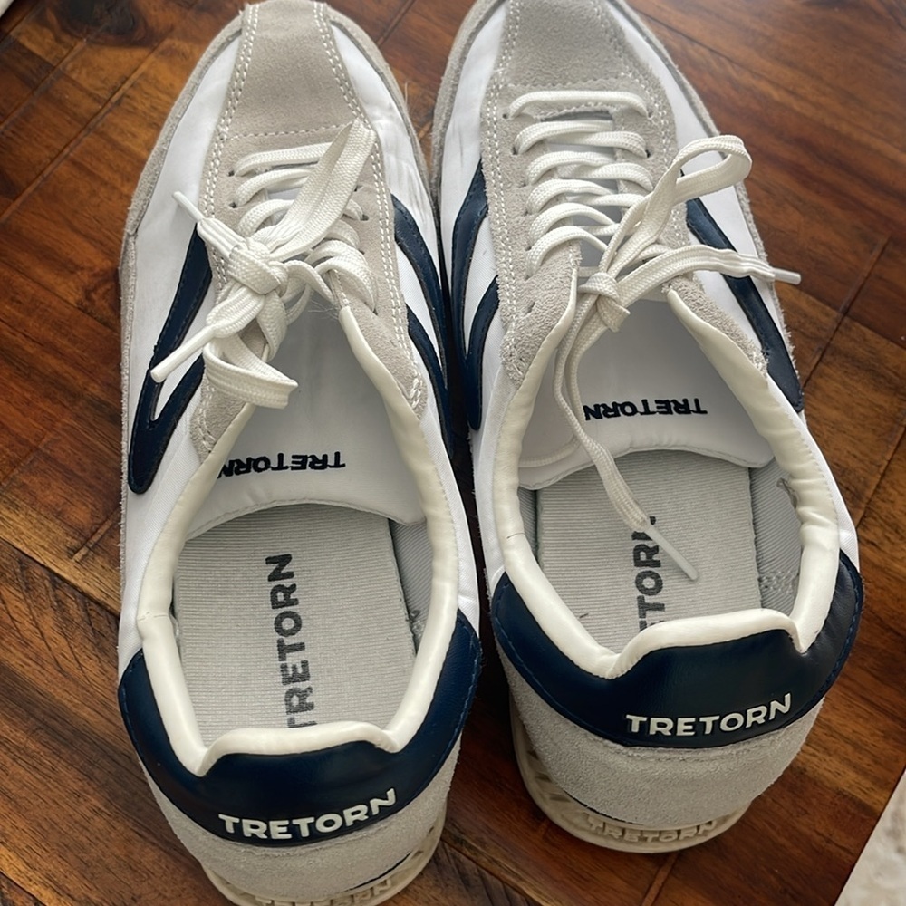 Tretorn Rawlins Suede Shoes Womens Size 9M White Navy Sneakers Blokecore Retro - Picture 7 of 13